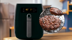 Cocina rápida: hamburguesas caseras en freidora de aire. Cocina rápida: hamburguesas caseras en freidora de aire.