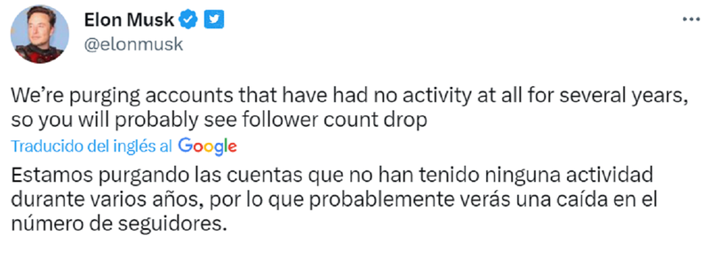 El tuit de Elon Musk.