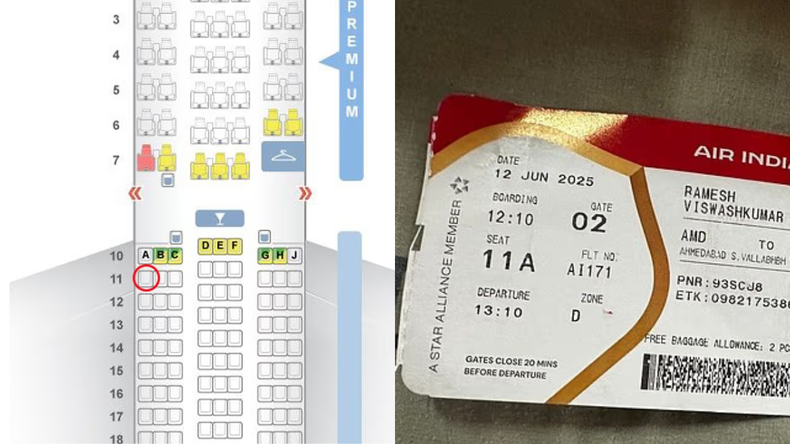 Medios locales compartieron imágenes del ticket y su ubicación en el avión.