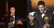 Cristiano Ronaldo y Lionel Messi con el Balón de Oro.
