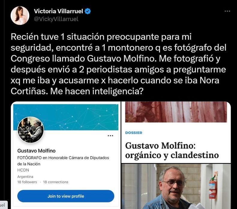Fuerte repudio a Victoria Villarruel por su acusación a un fotógrafo de la Cámara de Diputados