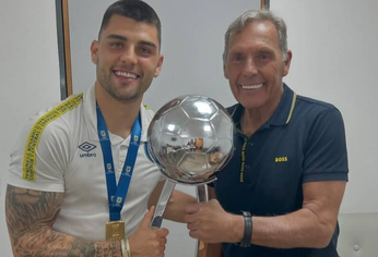 Miguel Ángel Russo junto a su hijo Ignacio. Miguel Ángel Russo junto a su hijo Ignacio.