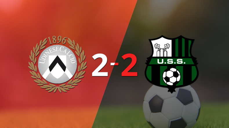 Udinese y Sassuolo igualaron 2 a 2