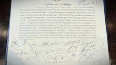 El acta del Pacto de Mayo, con la firma del Presidente y la mayoría de los gobernadores.