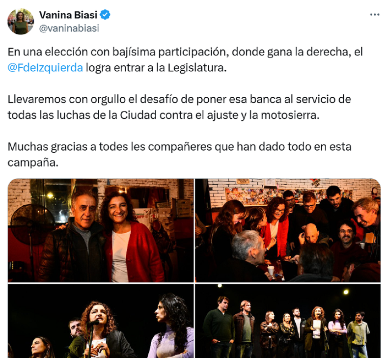La publicaci&oacute;n de Vanina Biasi.