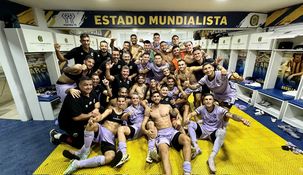 Los jugadores de Barracas Central festejaron en Rosario. Los jugadores de Barracas Central festejaron en Rosario.