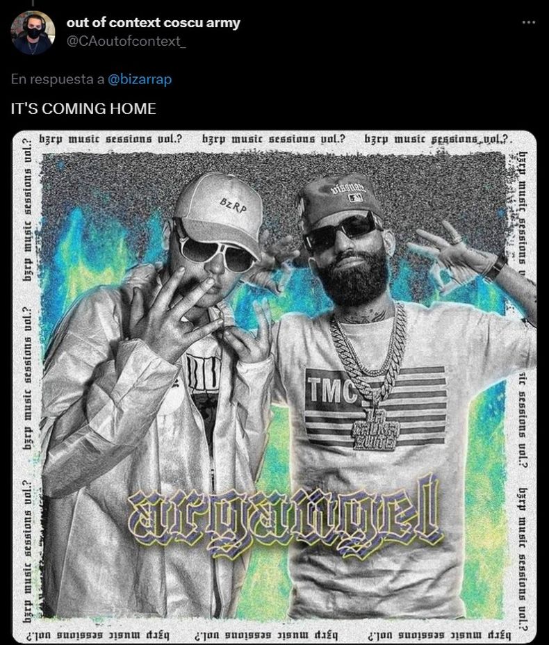 Incluso apareció un montaje con un diseño muy similar al que utiliza Bizarrap para sus Sessions en Spotify.