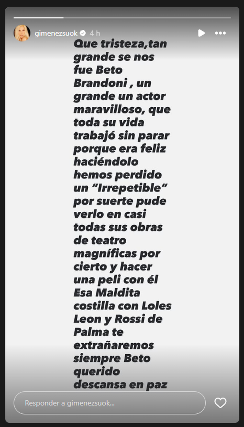 El emotivo mensaje de Susana Giménez tras la muerte de Luis Brandoni. El emotivo mensaje de Susana Giménez tras la muerte de Luis Brandoni.
