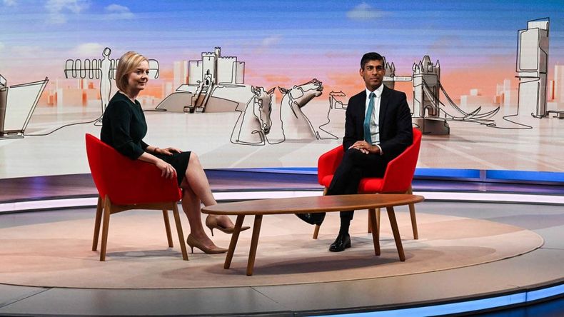 Liz Truss y Rishi Sunak en el último debate conservador.