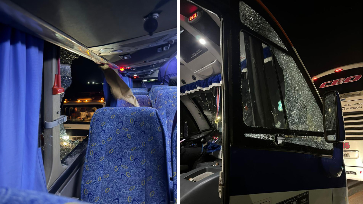 Atacaron a piedrazos a un micro con hinchas de Boca mientras volvía de Chile