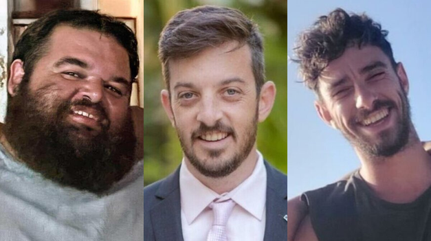 Eitan Horn, David Cunio y Ariel Cunio, los tres rehenes argentinos que siguen vivos.