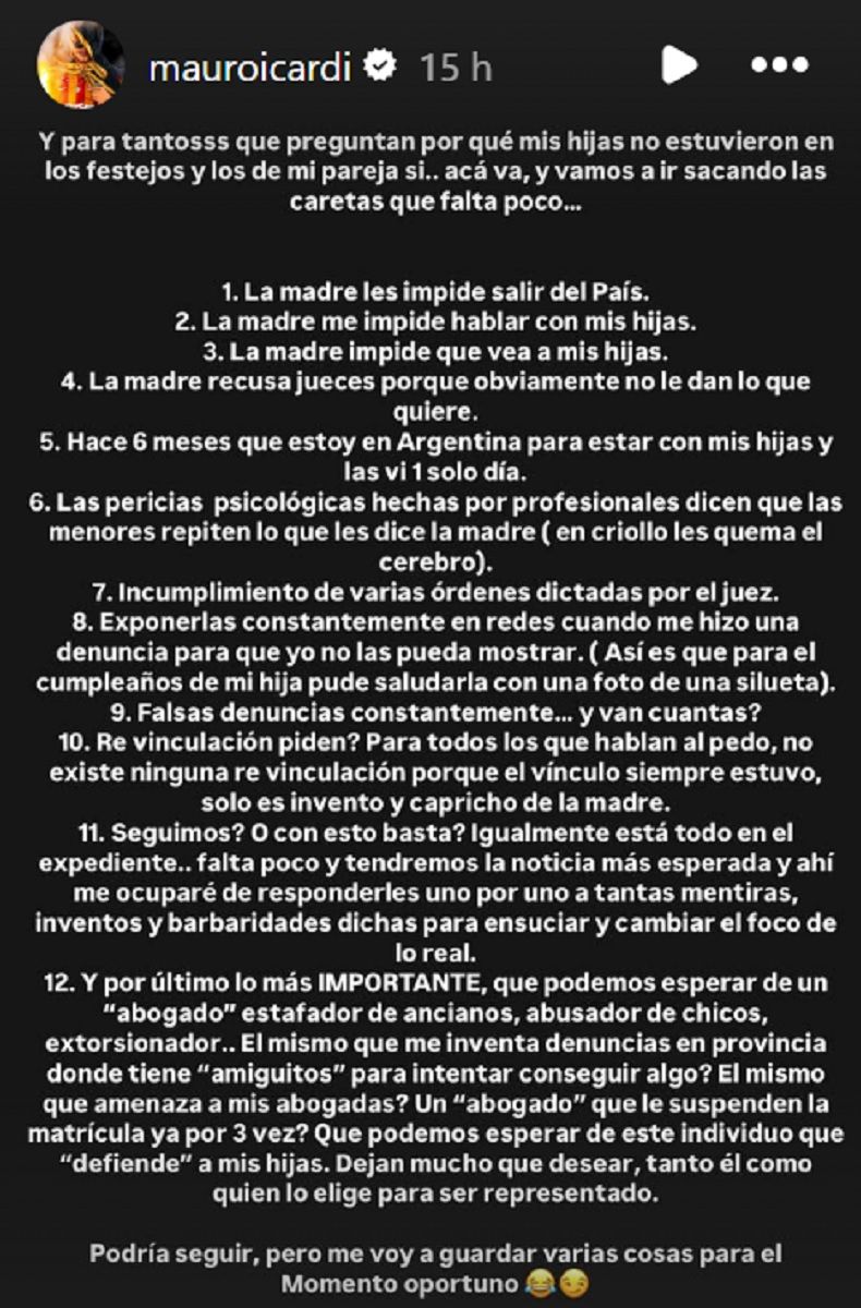 El sorpresivo descargo de Mauro Icardi contra Wanda Nara.
