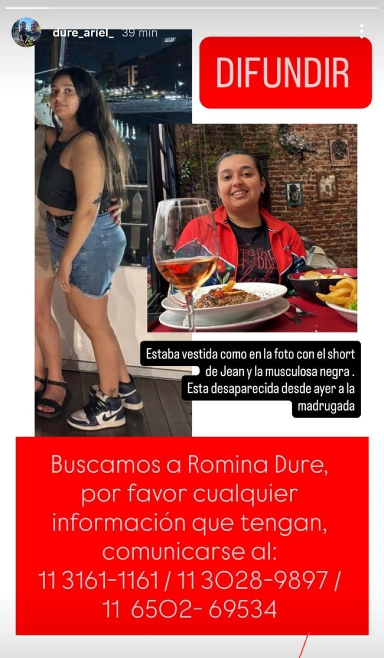 Romina Dur&eacute; desapareci&oacute; en Recoleta.