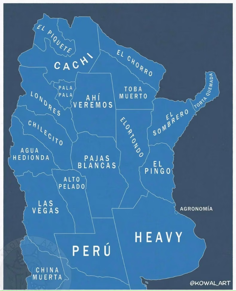 Así es el mapa de Argentina que se volvió viral en redes sociales.
