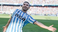 El atacante festeja su gol, el segundo de la Academia. El atacante festeja su gol, el segundo de la Academia.