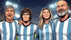 Luis Caputo, Javier Milei, Karina Milei y Federico Sturzenegger en el video.