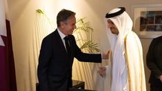 Antony Blinken junto a Mohammed bin Abdulrahman Al Thani. Antony Blinken junto a Mohammed bin Abdulrahman Al Thani.