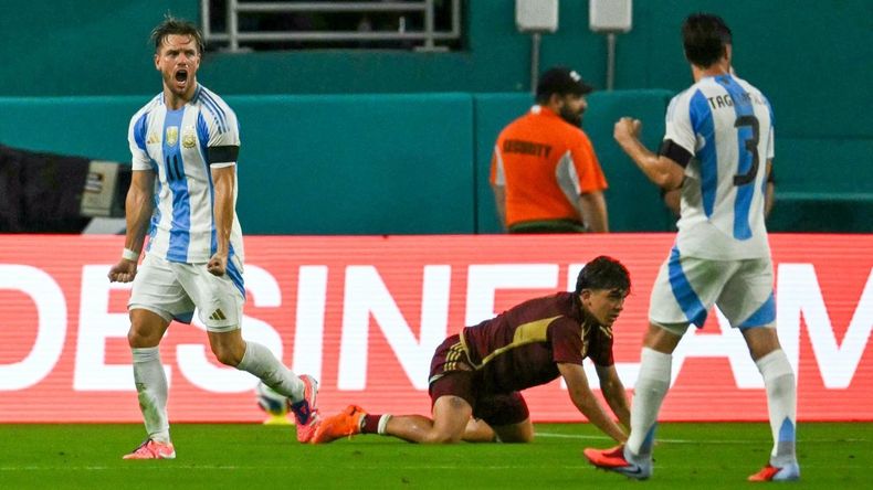 Lo Celso grita con alma y vida el único gol del partido.