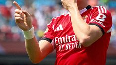 Andreas Schjelderup festeja el 1-0 de Benfica. Andreas Schjelderup festeja el 1-0 de Benfica.