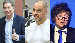 Santilli, Cositorto y Milei. Santilli, Cositorto y Milei.