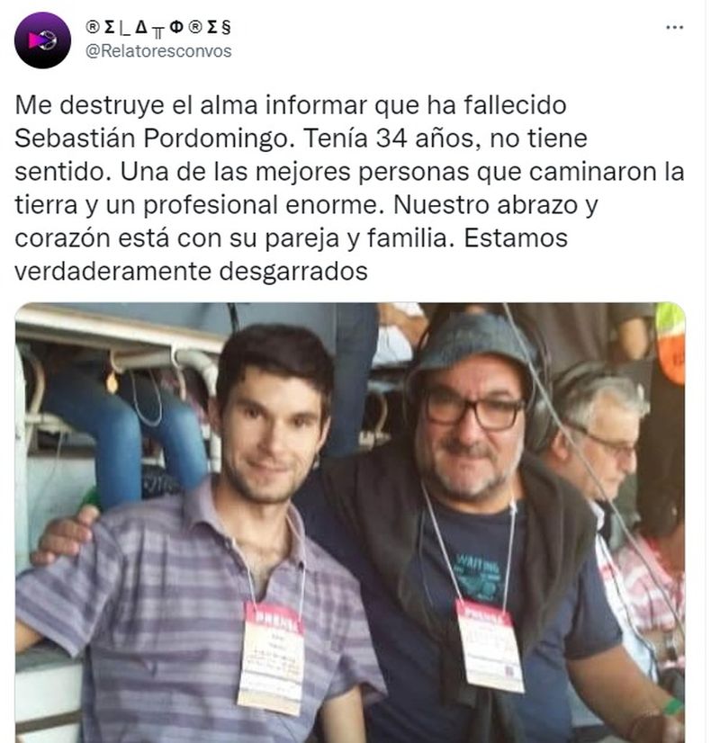 Falleció el joven relator Sebastián Pordomingo a horas de la final de la Copa del Mundo