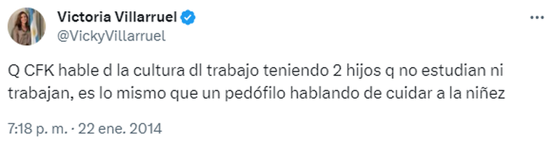 Los polémicos tuits sobre la pedofilia de Victoria Villarruel que generaron repudio en las redes