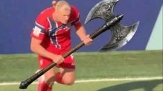 Erling Haaland y un meme sobre su figura.
