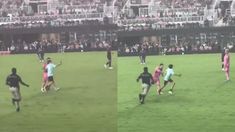 La reacción de Lionel Messi luego de sacarse una foto con un hincha. La reacción de Lionel Messi luego de sacarse una foto con un hincha.