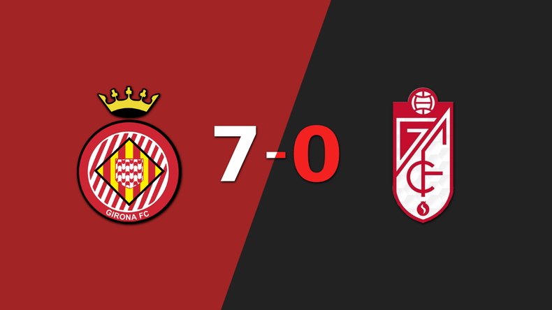 Artem Dovbyk marcó un hat-trick en la goleada 7-0 de Girona frente a Granada