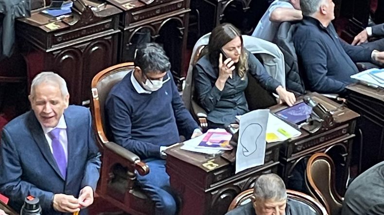 Tailhade y su cartel con un icónico momento de Los Simpson.