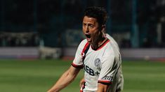 Nicolás Tripichio festeja el 2-1 del Ciclón. Nicolás Tripichio festeja el 2-1 del Ciclón.