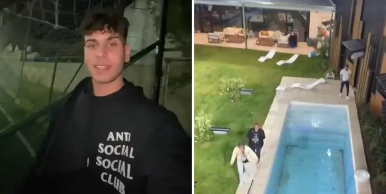 El Wandi y una captura del video que filmó desde el techo de la casa.