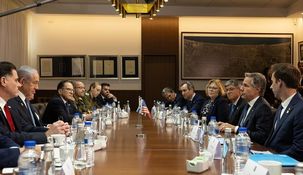 Netanyahu y Blinken reunidos en Jerusalén.