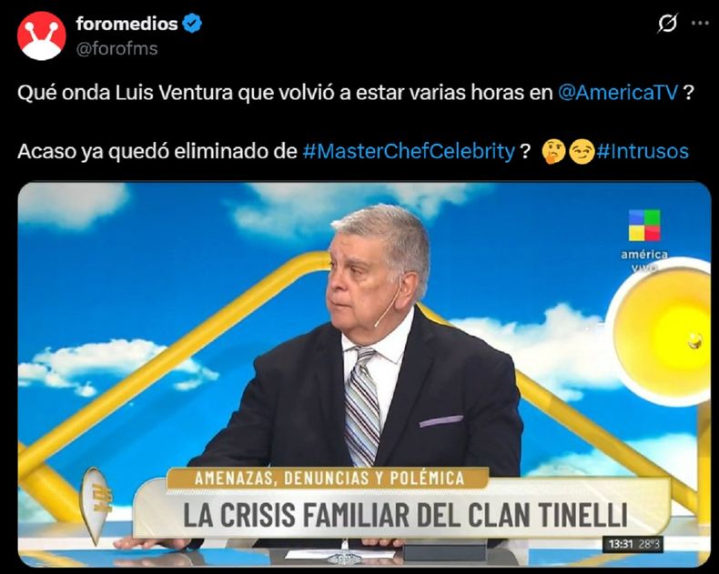 Luis Ventura será eliminado de MasterChef Celebrity próximamente. Luis Ventura será eliminado de MasterChef Celebrity próximamente.