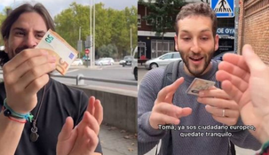 Unos argentinos parodian cómo es llegar a vivir a España: Ya eres ciudadano europeo, quédate tranquilo (Instagram/@darioorsi/@joaquin__castellano)