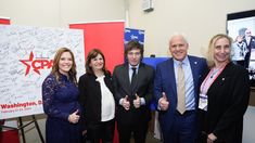 El presidente Javier Milei, la secretaria de Presidencia, Karina Milei y la ministra de Seguridad, Patricia Bullrich junto a Matt Schlapp, jefe de la CPAC. El presidente Javier Milei, la secretaria de Presidencia, Karina Milei y la ministra de Seguridad, Patricia Bullrich junto a Matt Schlapp, jefe de la CPAC.