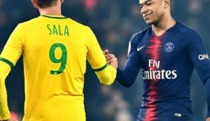 El goleador del PSG posteó una foto del jugador argentino festejando un gol mirando al cielo.