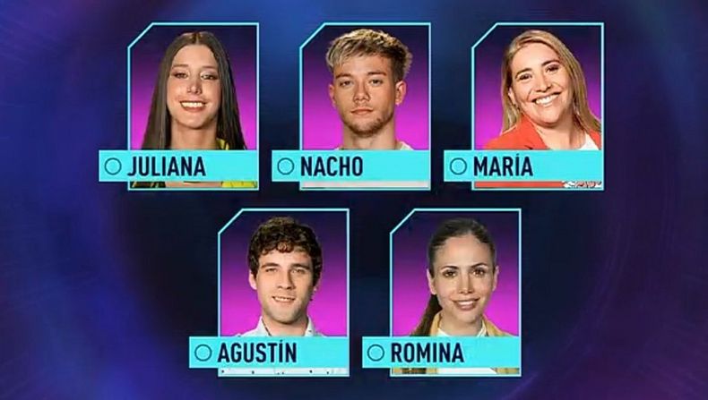 Los cinco participantes que quedaron en la placa.