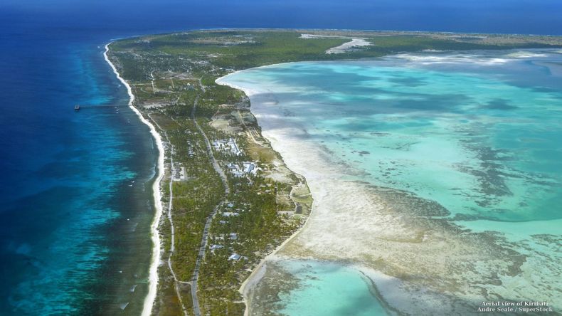 Kiritimati, una isla de coral en el Pacífico, el primer lugar del mundo en recibir cada Año Nuevo.