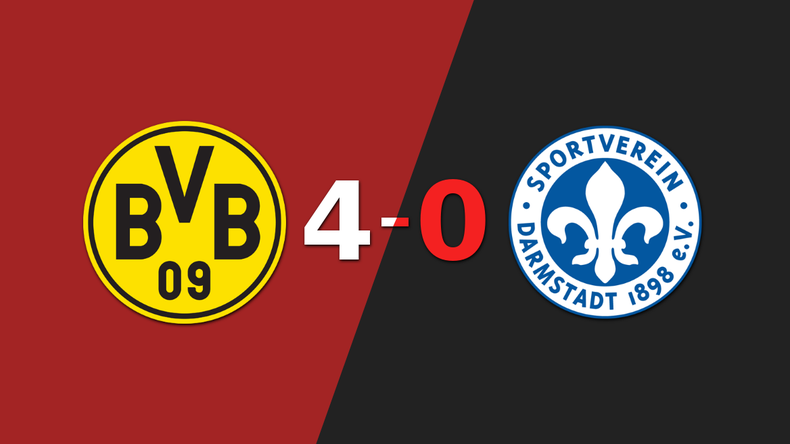 Tranquila victoria de Borussia Dortmund por 4 a 0 frente a Darmstadt 98