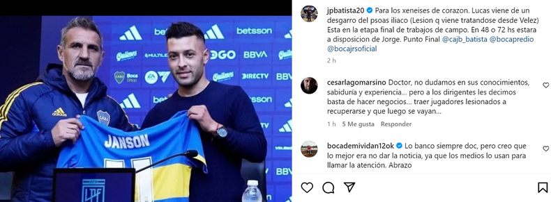 La publicación de Jorge Batista.