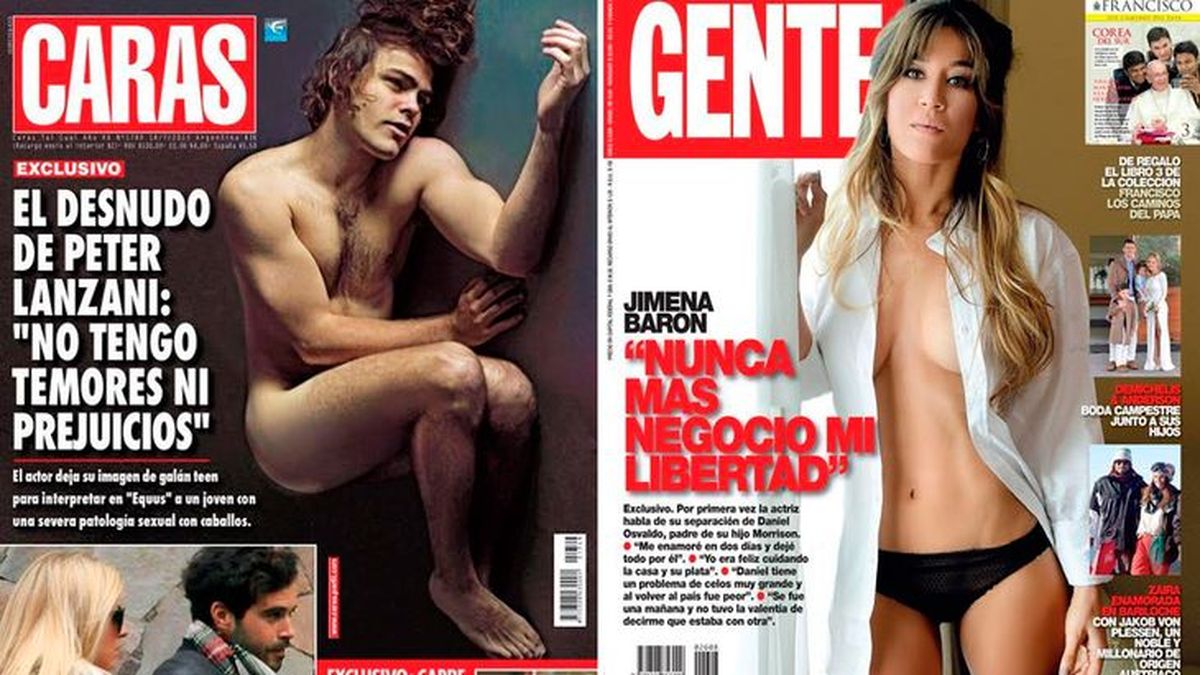 Desnudos: Jimena Barón y Peter Lanzani; y las fotos de Nicolás Cabré con  Ailén Bechara, su nuevo amor