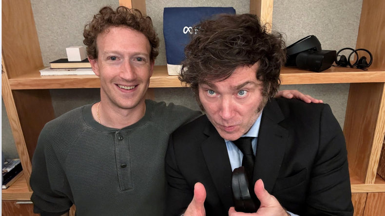 Javier Milei visitó al empresario Mark Zuckerberg en su cuarto viaje a Estados Unidos como presidente.