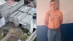 La policía perita los desagües de la casa donde fue detenido el presunto asesino. La policía perita los desagües de la casa donde fue detenido el presunto asesino.