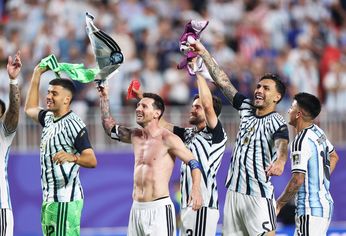 Los festejos de Argentina tras el triunfo.