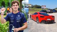 Franco Colapinto utilizó una Ferrari roja. Franco Colapinto utilizó una Ferrari roja.