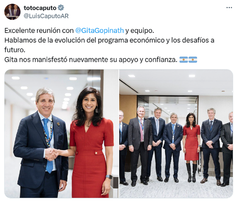 La publicación de Luis Caputo.