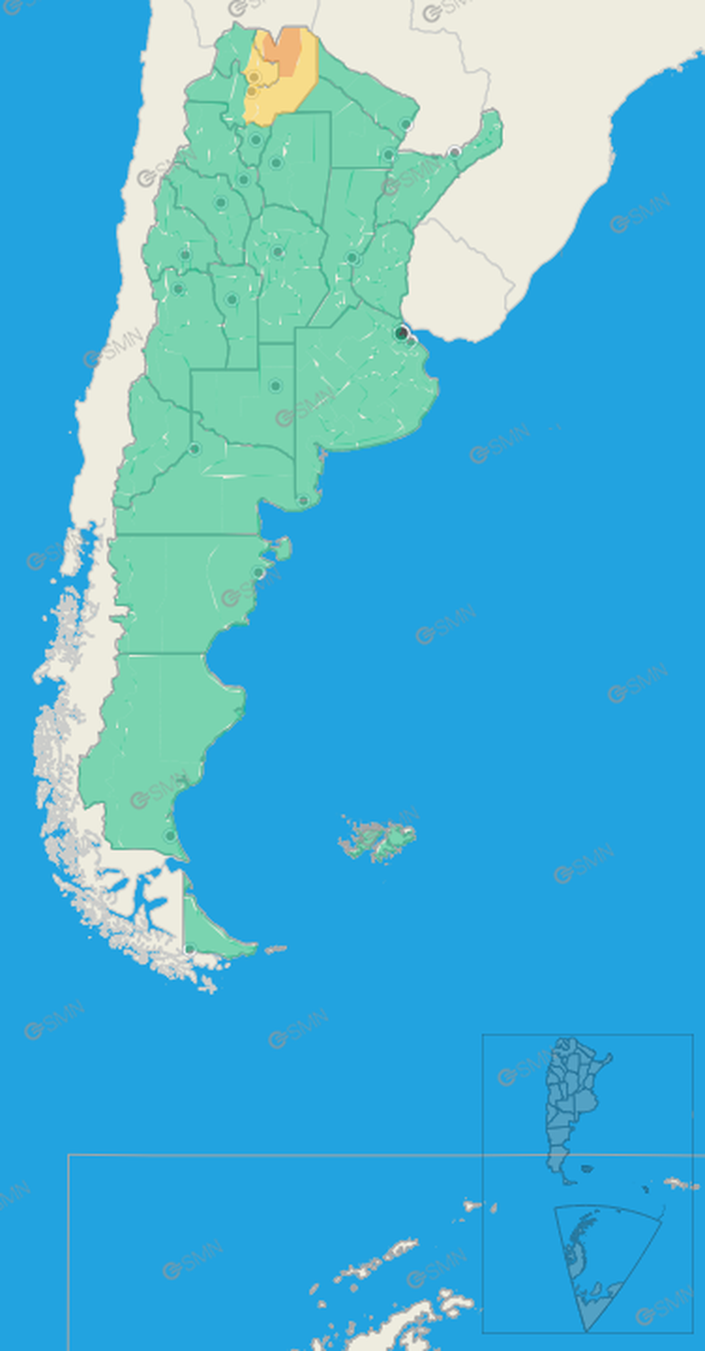 El SMN emitió alerta naranja para una zona del norte de Salta.