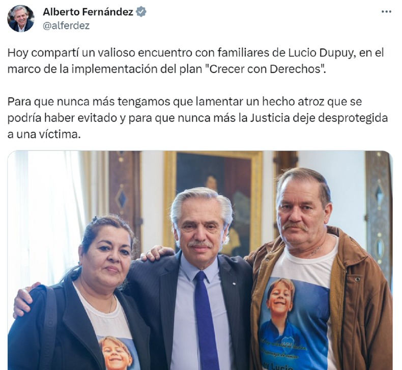 Tuit de Alberto Fernández.