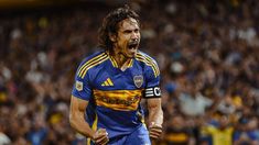 El efusivo festejo de Edinson Cavani en Boca. El efusivo festejo de Edinson Cavani en Boca.
